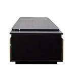 Table basse extensible Table basse relevable Table d'appoint en bois réglable avec 2 tiroirs de rangement, Noir+Noyer-ModernLuxe