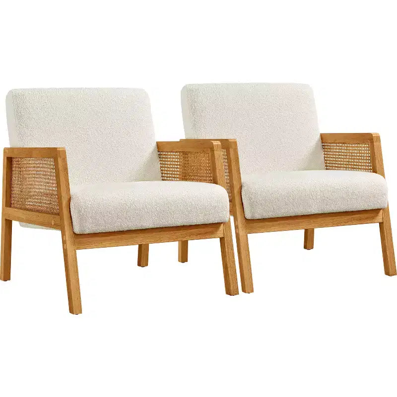 Yaheetech Lot de 2 fauteuils d'appoint rembourrés avec côtés en rotin pour Salons, Chambres