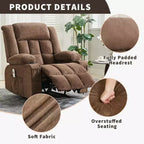 Fauteuil Inclinable Massant et Chauffant Extra Large à Bascule avec Télécommande, 3 Positions Ajustables, Porte-Gobelets et Support Lombaire pour Personnes Fortes et de Grande Taille