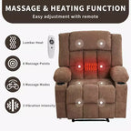 Fauteuil Inclinable Massant et Chauffant Extra Large à Bascule avec Télécommande, 3 Positions Ajustables, Porte-Gobelets et Support Lombaire pour Personnes Fortes et de Grande Taille