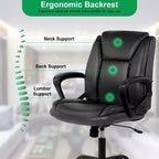 Chaise de bureau BestMassage Chaise de direction en cuir PU respirant avec roulettes