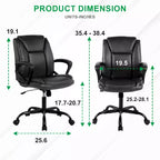Chaise de bureau BestMassage Chaise de direction en cuir PU respirant avec roulettes