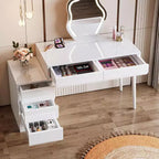 Bureau blanc Lantine avec 5 tiroirs, bureau moderne pour la maison avec tiroirs de rangement et support pour imprimante
