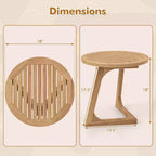 Costway Lot de 1/2 tables d'appoint rondes en bois de teck avec plateau à lattes