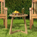 Costway Lot de 1/2 tables d'appoint rondes en bois de teck avec plateau à lattes