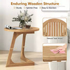 Costway Lot de 1/2 tables d'appoint rondes en bois de teck avec plateau à lattes