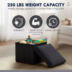 Ornavo Home Pouf de rangement pliable carré de 30,5 cm