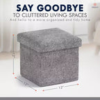 Ornavo Home Pouf de rangement pliable carré de 30,5 cm