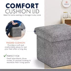 Ornavo Home Pouf de rangement pliable carré de 30,5 cm