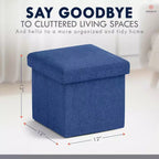 Ornavo Home Pouf de rangement pliable carré de 30,5 cm