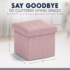 Ornavo Home Pouf de rangement pliable carré de 30,5 cm