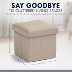 Ornavo Home Pouf de rangement pliable carré de 30,5 cm