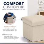 Ornavo Home Pouf de rangement pliable carré de 30,5 cm