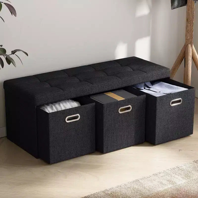 Banc de rangement pliant Ornavo Home de 101,6 cm avec tiroirs, parfait pour le salon, la chambre et l'entrée