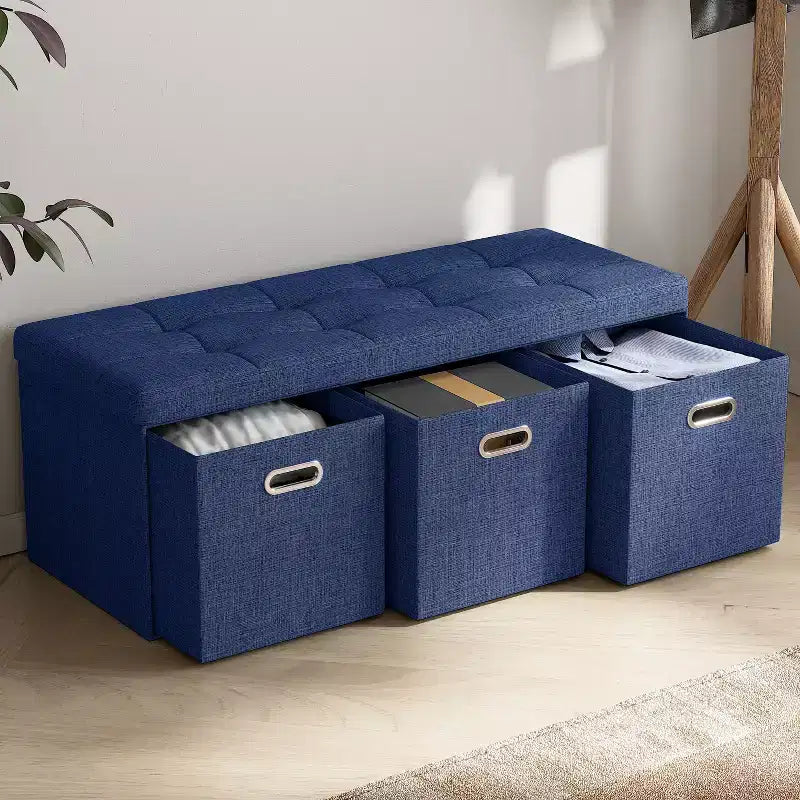 Banc de rangement pliant Ornavo Home de 101,6 cm avec tiroirs, parfait pour le salon, la chambre et l'entrée