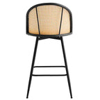 Bekrvio 26 Tabourets de Bar Pivotants Mid-Century Modern Lot de 2/3/4, Chaises de Bar Rembourrées Bouclées avec Dossier en Rotin et Pieds en Métal pour Comptoir de Cuisine