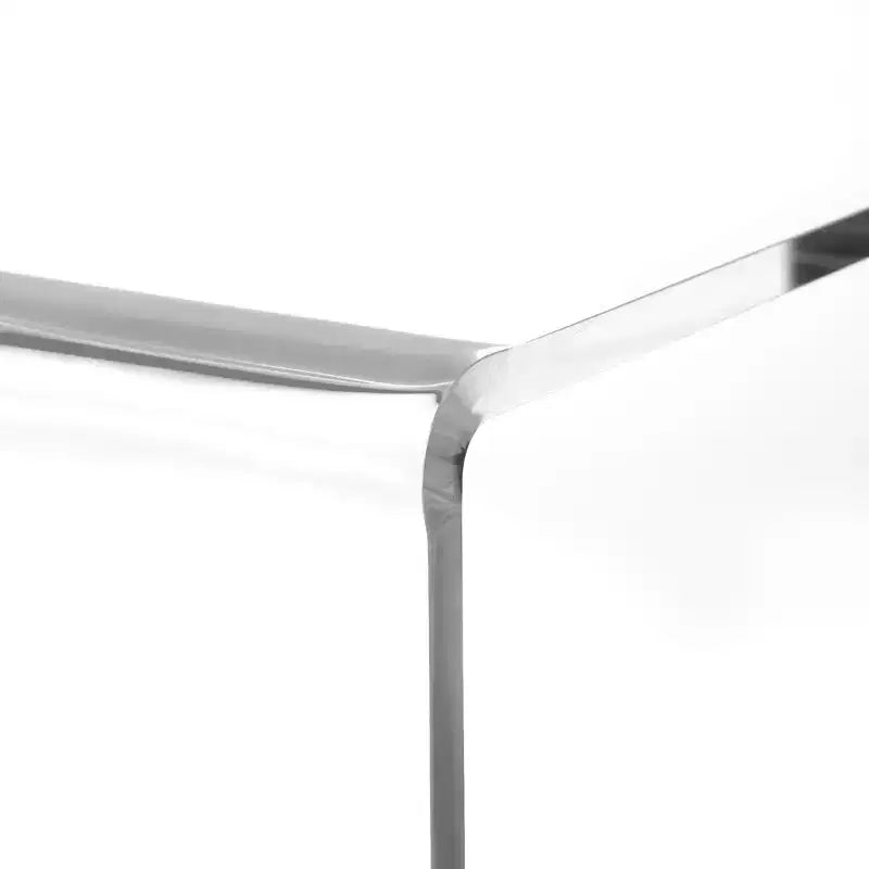 Bekrvio Table d'appoint en acrylique transparent de 40 cm en forme de C avec base en acier inoxydable, petite table de bout moderne à double couche pour canapé, table de chevet dans le salon