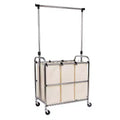 Seville Classics Rolling 3-Bag Steel Laundry Sorter w/ Hanging Bar
