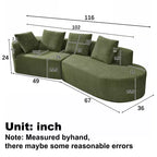 Canapé d'angle incurvé moderne Christopher Knight Home 116 avec éponge haute densité et 4 oreillers
