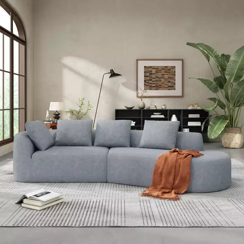 Canapé d'angle incurvé moderne Christopher Knight Home 116 avec éponge haute densité et 4 oreillers