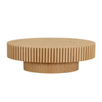 Table basse ovale/carrée Table d'appoint minimaliste à cannelures, Frêne naturel/Noyer/Noir mat-ModernLuxe