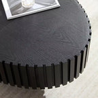 Table basse ovale/carrée Table d'appoint minimaliste à cannelures, Frêne naturel/Noyer/Noir mat-ModernLuxe
