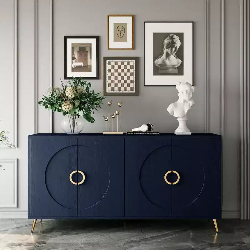Buffet de salle à manger moderne en bois laqué 4 portes, armoire de rangement