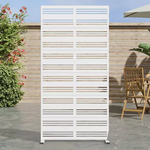 Jardinière en métal blanc Dovelina 72 H35W avec treillis pour terrasse de café, jardin et balcons