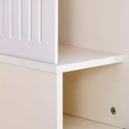 Meuble TV et litière pour chat, console TV avec armoire de rangement et porte coulissante amovible, Blanc crème-ModernLuxe