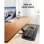 HUANUO Plateau de clavier sous le bureau, réglable à 360° et ergonomique, coulissant pour un accès facile, 63,5 cm L x 25 cm P, idéal pour la maison ou le bureau