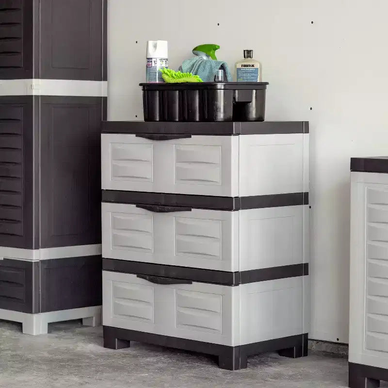 Sunnydaze Meuble de rangement à 3 tiroirs en plastique robuste - 29,5