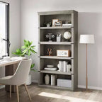 Bibliothèque à 5 niveaux, étagère de rangement ouverte style ferme, 31,4 x 12,7 x 67,4 pouces