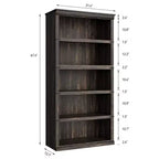Bibliothèque à 5 niveaux, étagère de rangement ouverte style ferme, 31,4 x 12,7 x 67,4 pouces
