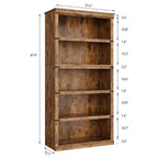Bibliothèque à 5 niveaux, étagère de rangement ouverte style ferme, 31,4 x 12,7 x 67,4 pouces