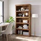 Bibliothèque à 5 niveaux, étagère de rangement ouverte style ferme, 31,4 x 12,7 x 67,4 pouces
