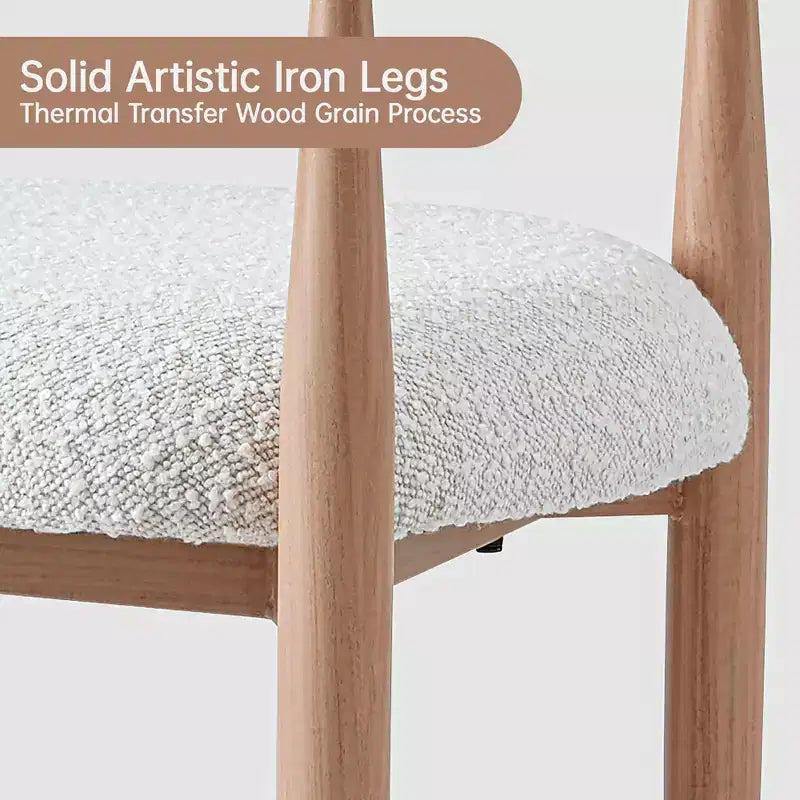 Lot de 4 chaises de salle à manger en bouclette, chaises modernes avec pieds en métal imitation bois pour cuisine, salon, restaurant, café - Morden Fort
