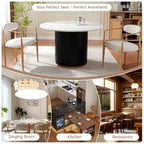 Lot de 4 chaises de salle à manger en bouclette, chaises modernes avec pieds en métal imitation bois pour cuisine, salon, restaurant, café - Morden Fort