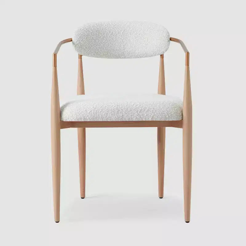 Lot de 4 chaises de salle à manger en bouclette, chaises modernes avec pieds en métal imitation bois pour cuisine, salon, restaurant, café - Morden Fort