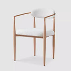 Lot de 4 chaises de salle à manger en bouclette, chaises modernes avec pieds en métal imitation bois pour cuisine, salon, restaurant, café - Morden Fort