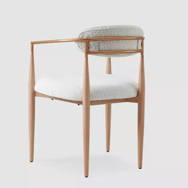 Lot de 4 chaises de salle à manger en bouclette, chaises modernes avec pieds en métal imitation bois pour cuisine, salon, restaurant, café - Morden Fort