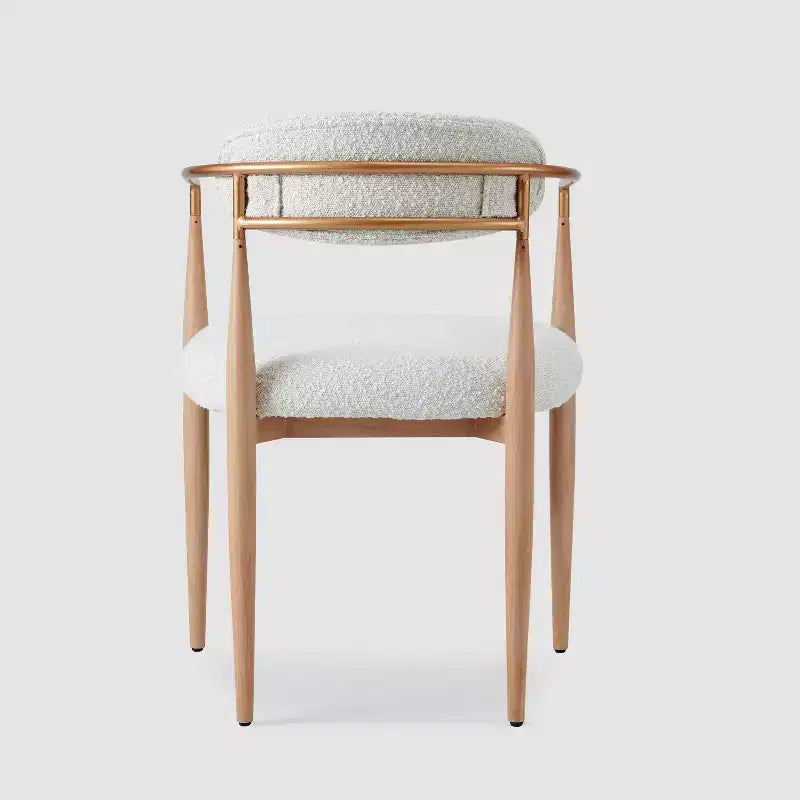 Lot de 4 chaises de salle à manger en bouclette, chaises modernes avec pieds en métal imitation bois pour cuisine, salon, restaurant, café - Morden Fort