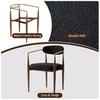 Lot de 4 chaises de salle à manger en bouclette, chaises modernes avec pieds en métal imitation bois pour cuisine, salon, restaurant, café - Morden Fort