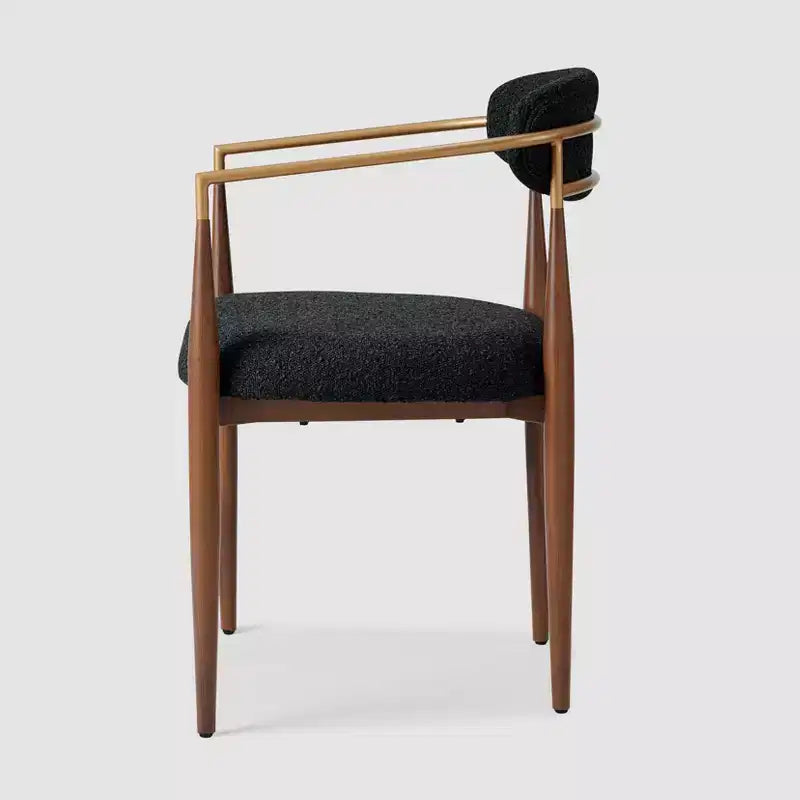 Lot de 4 chaises de salle à manger en bouclette, chaises modernes avec pieds en métal imitation bois pour cuisine, salon, restaurant, café - Morden Fort