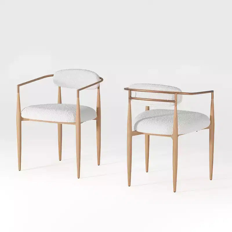 Lot de 4 chaises de salle à manger en bouclette, chaises modernes avec pieds en métal imitation bois pour cuisine, salon, restaurant, café - Morden Fort