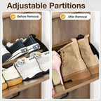 GARPROVM Meuble à chaussures en bois de style mi-siècle avec 3 portes basculantes et étagères amovibles, rangement pour chaussures d'entrée