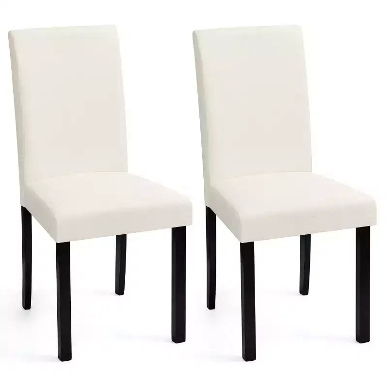 Subrtex Chaise de salle à manger Parsons rembourrée en bois massif et lin (Lot de 2)