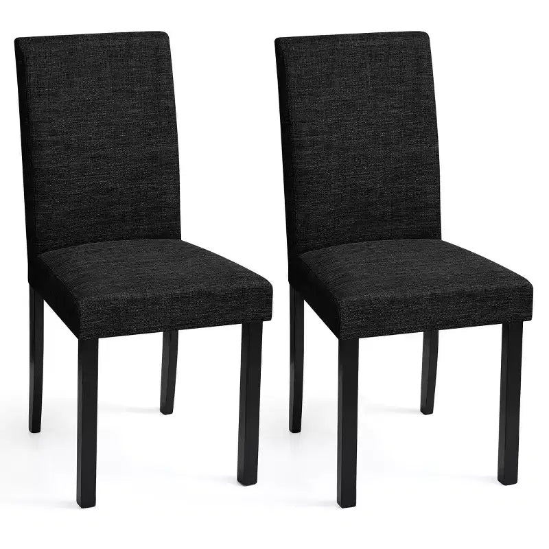 Subrtex Chaise de salle à manger Parsons rembourrée en bois massif et lin (Lot de 2)