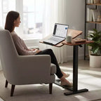 JIONJOY Table de lit réglable – Bureau inclinable avec ressort à gaz de 75-110 cm et roulettes à 360°, cadre en acier pour la maison/le bureau/l'hôpital