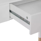 Table console eHemco Euro avec tiroir et pieds en bambou pour couloir et salon, blanc et chêne foncé