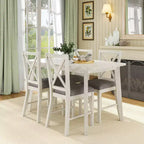 Ensemble de table à manger de style ferme VECELO, table en bois d'hévéa et chaises de salle à manger rembourrées, gris